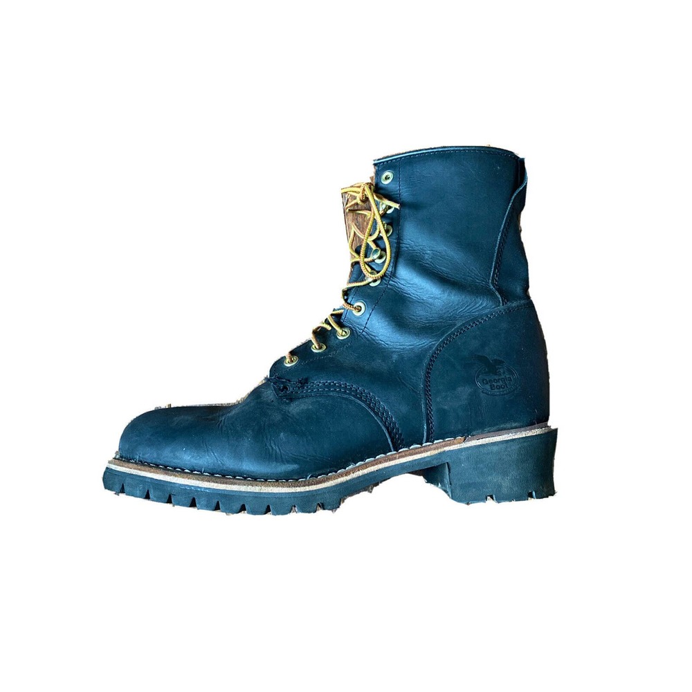 Georgia Boot Company Steel Toe Black Logger 13W G8120 Used Leather